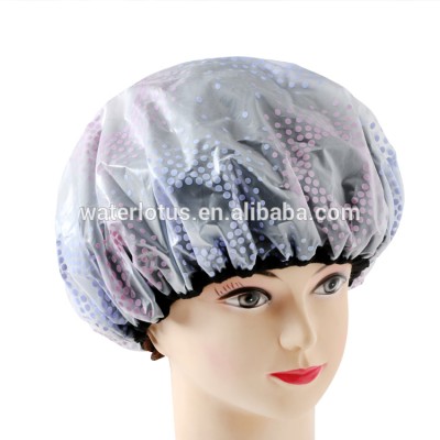 custom print terry cloth eva shower satin cap for women