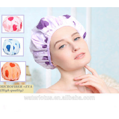 Waimaotong wholesale double layer microfiber and EVA shower cap